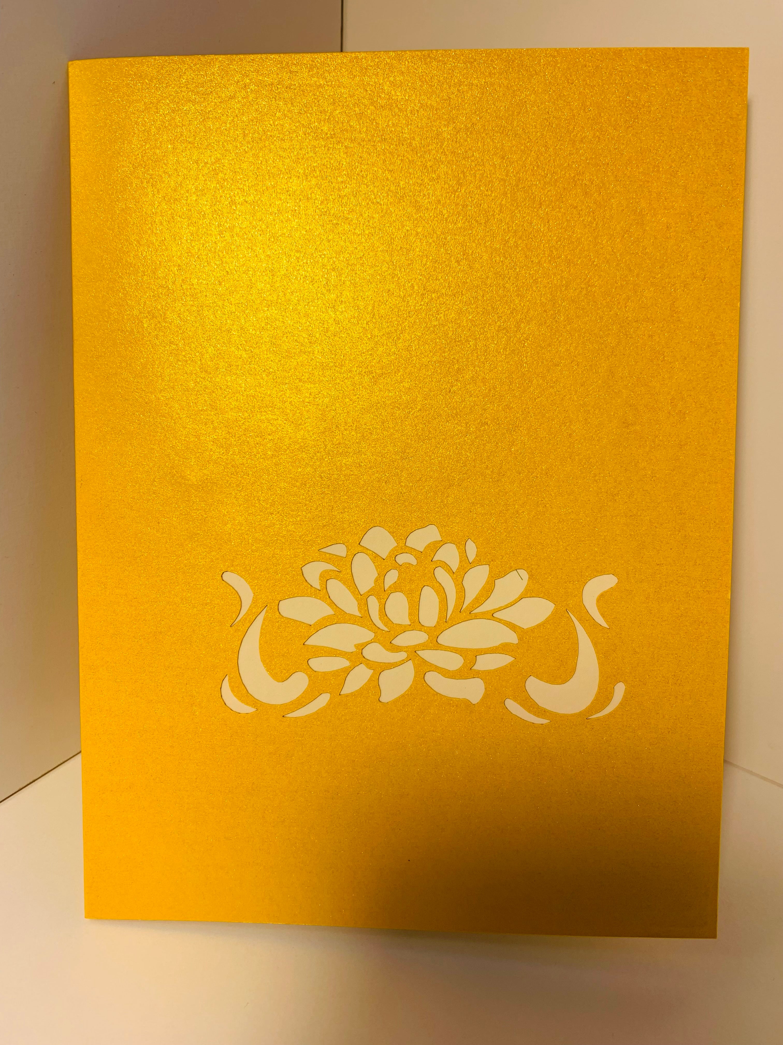 Metallic Peaceful Gold & Red Lotus Origami Pop Cards 3D Pop Up Greeting Card Happy Birthday Thank You Handmade Gift Thinking of You Blank Card for Any Occasion Happy Mother's Day Happy Father's Australiana Celebrate the Beauty of Flower