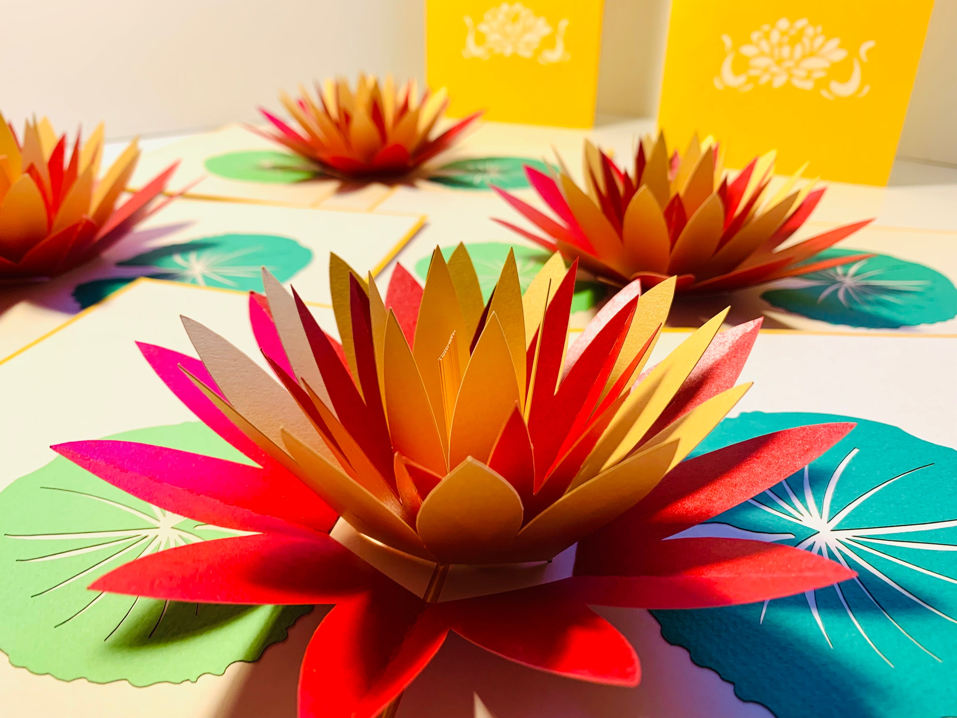 Metallic Peaceful Gold & Red Lotus Origami Pop Cards 3D Pop Up Greeting Card Happy Birthday Thank You Handmade Gift Thinking of You Blank Card for Any Occasion Happy Mother's Day Happy Father's Australiana Celebrate the Beauty of Flower