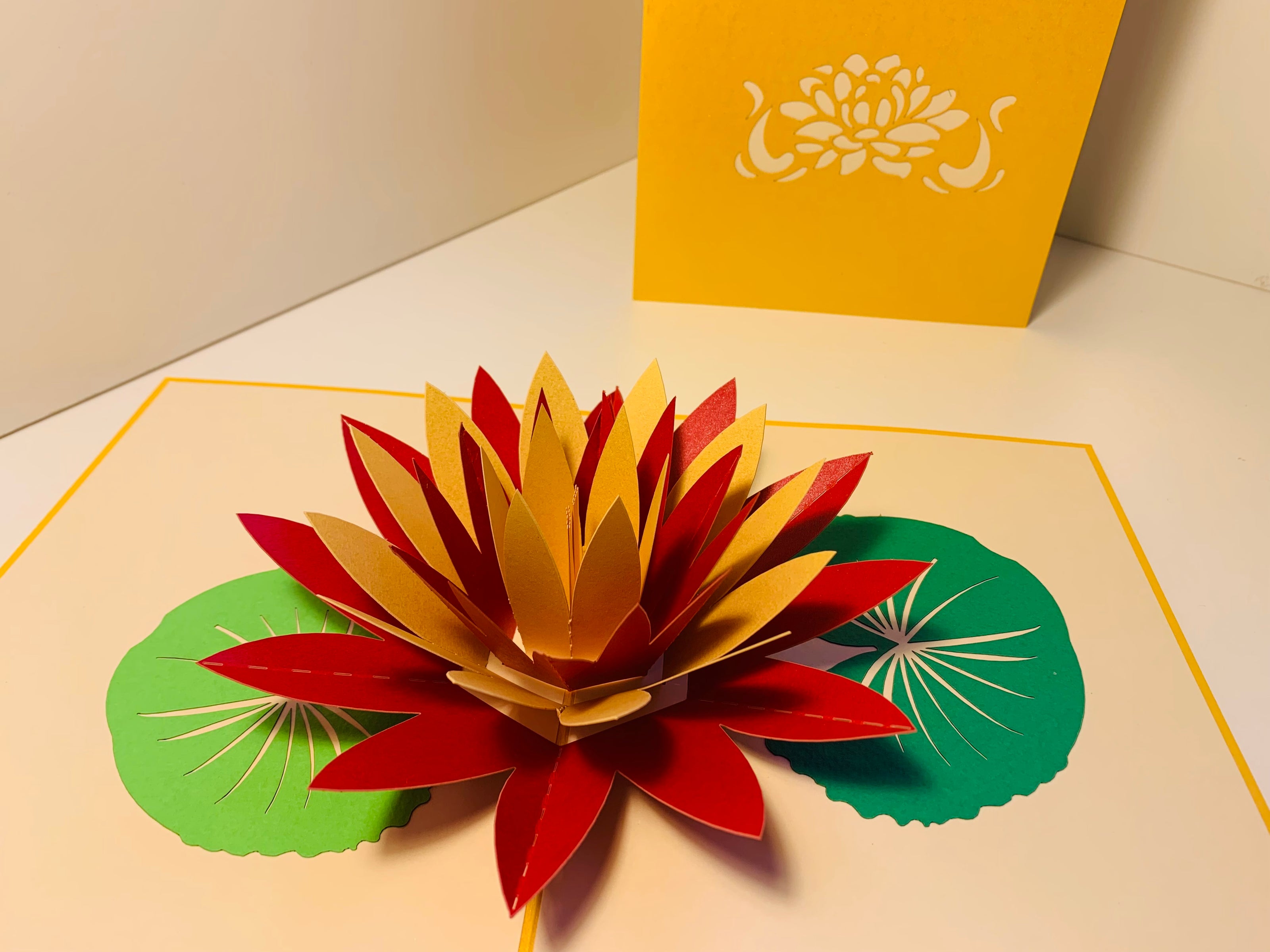 Metallic Peaceful Gold & Red Lotus Origami Pop Cards 3D Pop Up Greeting Card Happy Birthday Thank You Handmade Gift Thinking of You Blank Card for Any Occasion Happy Mother's Day Happy Father's Australiana Celebrate the Beauty of Flower