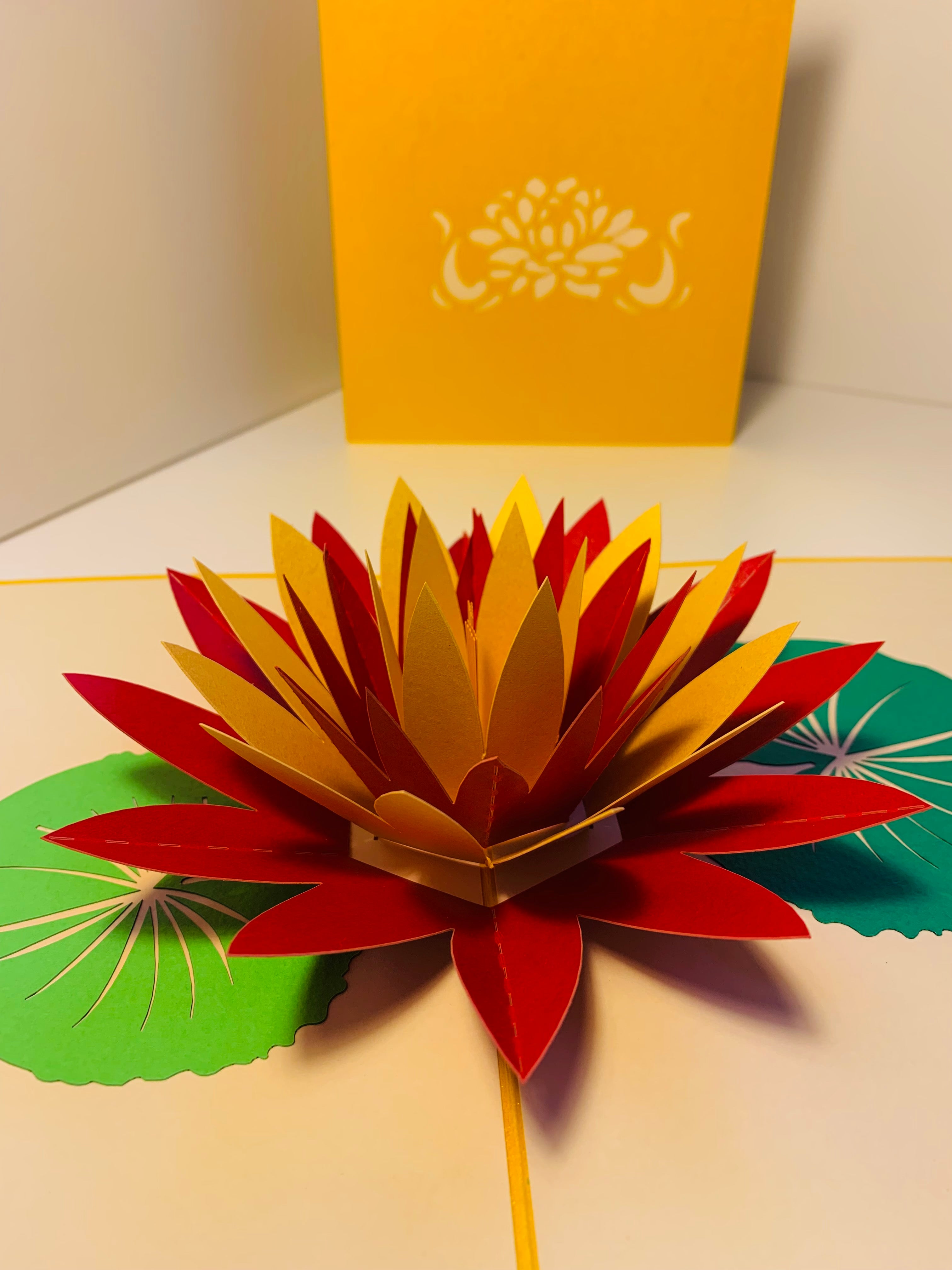 Metallic Peaceful Gold & Red Lotus Origami Pop Cards 3D Pop Up Greeting Card Happy Birthday Thank You Handmade Gift Thinking of You Blank Card for Any Occasion Happy Mother's Day Happy Father's Australiana Celebrate the Beauty of Flower