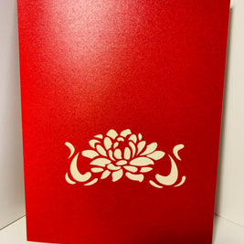 Metallic Peaceful Red & Gold Lotus Origami Pop Cards 3D Pop Up Greeting Card Happy Birthday Thank You Handmade Gift Thinking of You Blank Card for Any Occasion Happy Mother's Day Happy Father's Australiana Celebrate the Beauty of Flower