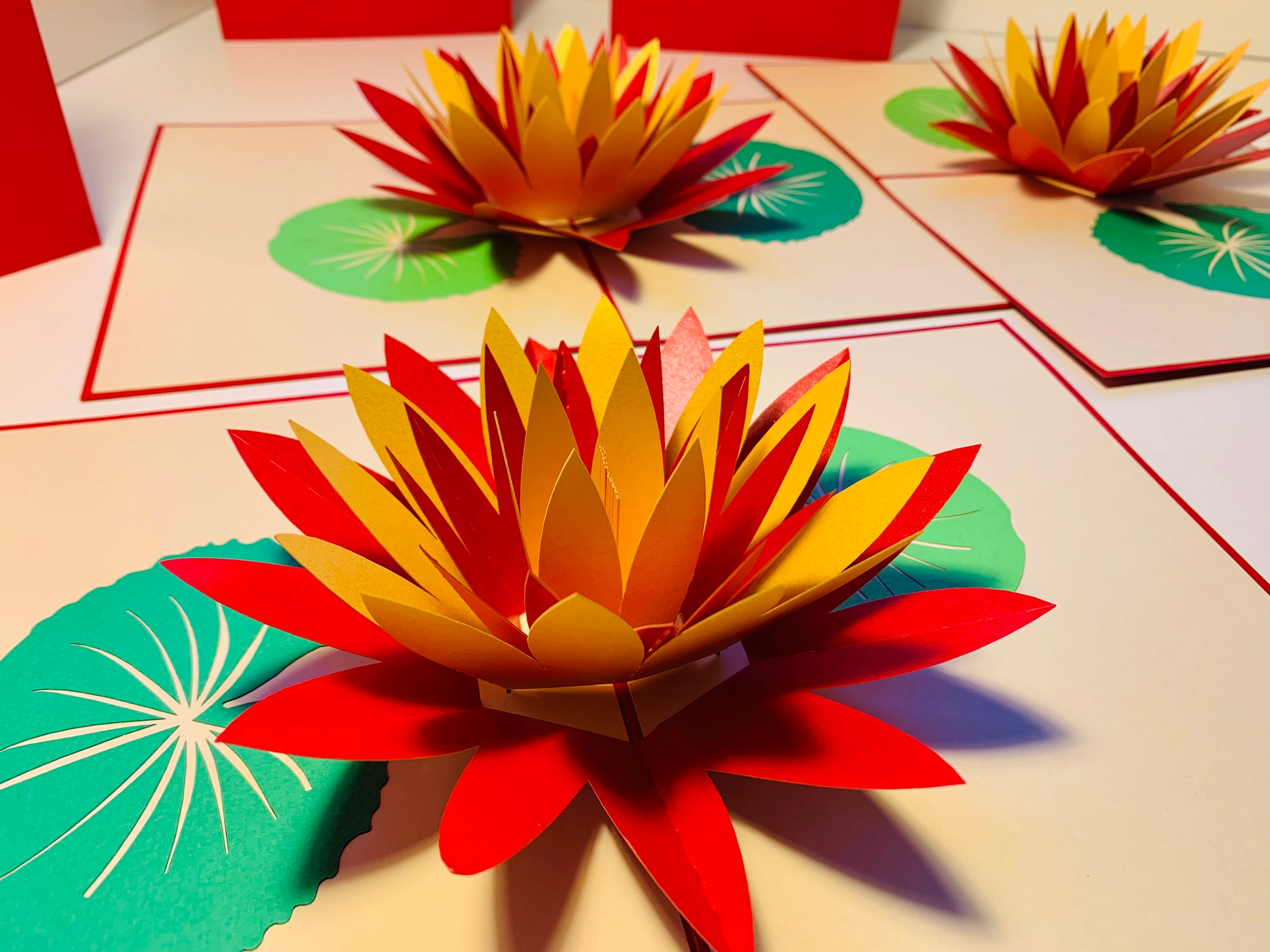 Metallic Peaceful Red & Gold Lotus Origami Pop Cards 3D Pop Up Greeting Card Happy Birthday Thank You Handmade Gift Thinking of You Blank Card for Any Occasion Happy Mother's Day Happy Father's Australiana Celebrate the Beauty of Flower