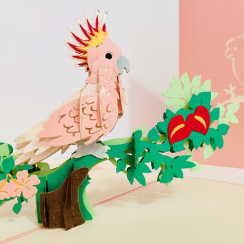 Metallic Pink Major Mitchell's Cockatoo Bird Origami Pop Cards 3D Pop Up Greeting Card Happy Birthday Thank You Handmade Gift Thinking of You Blank Card for Any Occasion Happy Mother's Day Happy Father's Australiana Birds