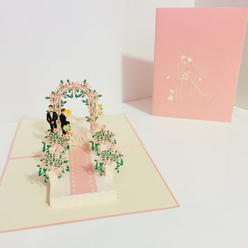 Metallic Pink Wedding Classic with Bridesmaid & Best Man Created by Origami Pop Cards – 3D Pop Up Greeting Cards, Australian Design & Handmade, 3D Pop Up Magical Paper Cards, Handmade Pop Up Cards Celebrate Love Anniversary Heart Fell and Romantic