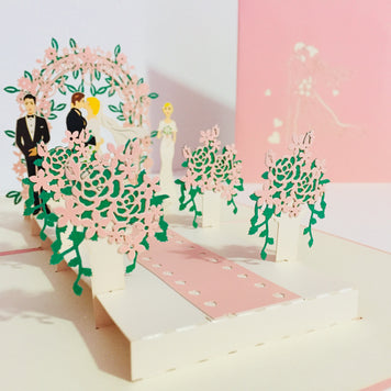Metallic Pink Wedding Classic with Bridesmaid & Best Man Created by Origami Pop Cards – 3D Pop Up Greeting Cards, Australian Design & Handmade, 3D Pop Up Magical Paper Cards, Handmade Pop Up Cards Celebrate Love Anniversary Heart Fell and Romantic