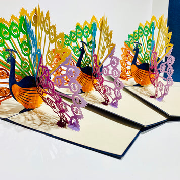 Metallic Rainbow Peacock Origami Pop Cards 3D Pop Up Greeting Card Happy Birthday Thank You Handmade Best Wishes Blank Card for Any Occasion Happy Mother's Day Happy Father's Day Celebrate the Beauty Of Nature
