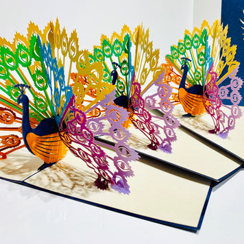 Metallic Rainbow Peacock Origami Pop Cards 3D Pop Up Greeting Card Happy Birthday Thank You Handmade Best Wishes Blank Card for Any Occasion Happy Mother's Day Happy Father's Day Celebrate the Beauty Of Nature