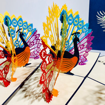 Metallic Rainbow Peacock Origami Pop Cards 3D Pop Up Greeting Card Happy Birthday Thank You Handmade Best Wishes Blank Card for Any Occasion Happy Mother's Day Happy Father's Day Celebrate the Beauty Of Nature