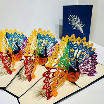 Metallic Rainbow Peacock Origami Pop Cards 3D Pop Up Greeting Card Happy Birthday Thank You Handmade Best Wishes Blank Card for Any Occasion Happy Mother's Day Happy Father's Day Celebrate the Beauty Of Nature