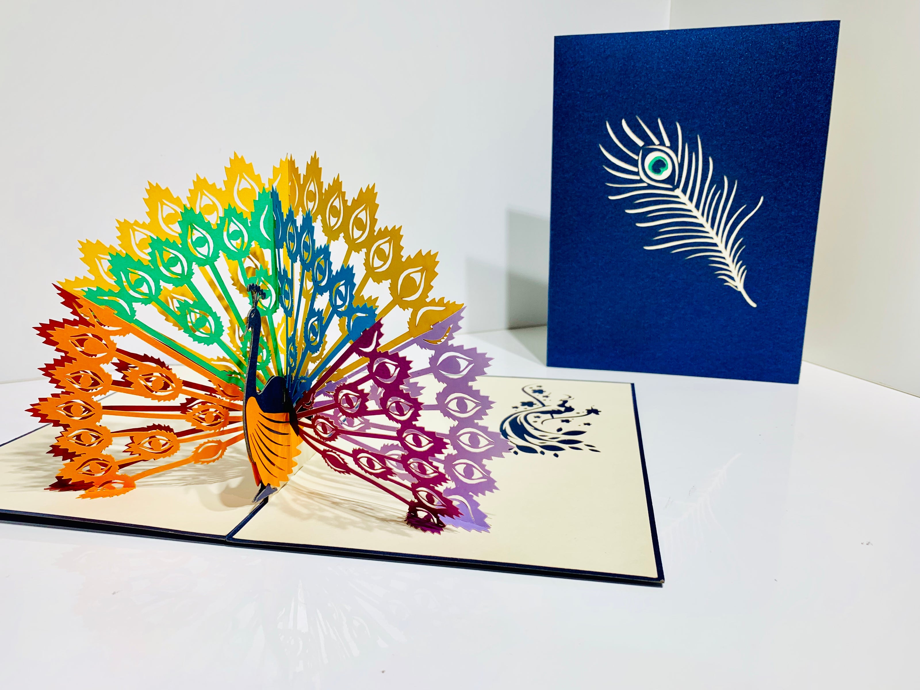 Metallic Rainbow Peacock Origami Pop Cards 3D Pop Up Greeting Card Happy Birthday Thank You Handmade Best Wishes Blank Card for Any Occasion Happy Mother's Day Happy Father's Day Celebrate the Beauty Of Nature