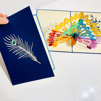 Metallic Rainbow Peacock Origami Pop Cards 3D Pop Up Greeting Card Happy Birthday Thank You Handmade Best Wishes Blank Card for Any Occasion Happy Mother's Day Happy Father's Day Celebrate the Beauty Of Nature