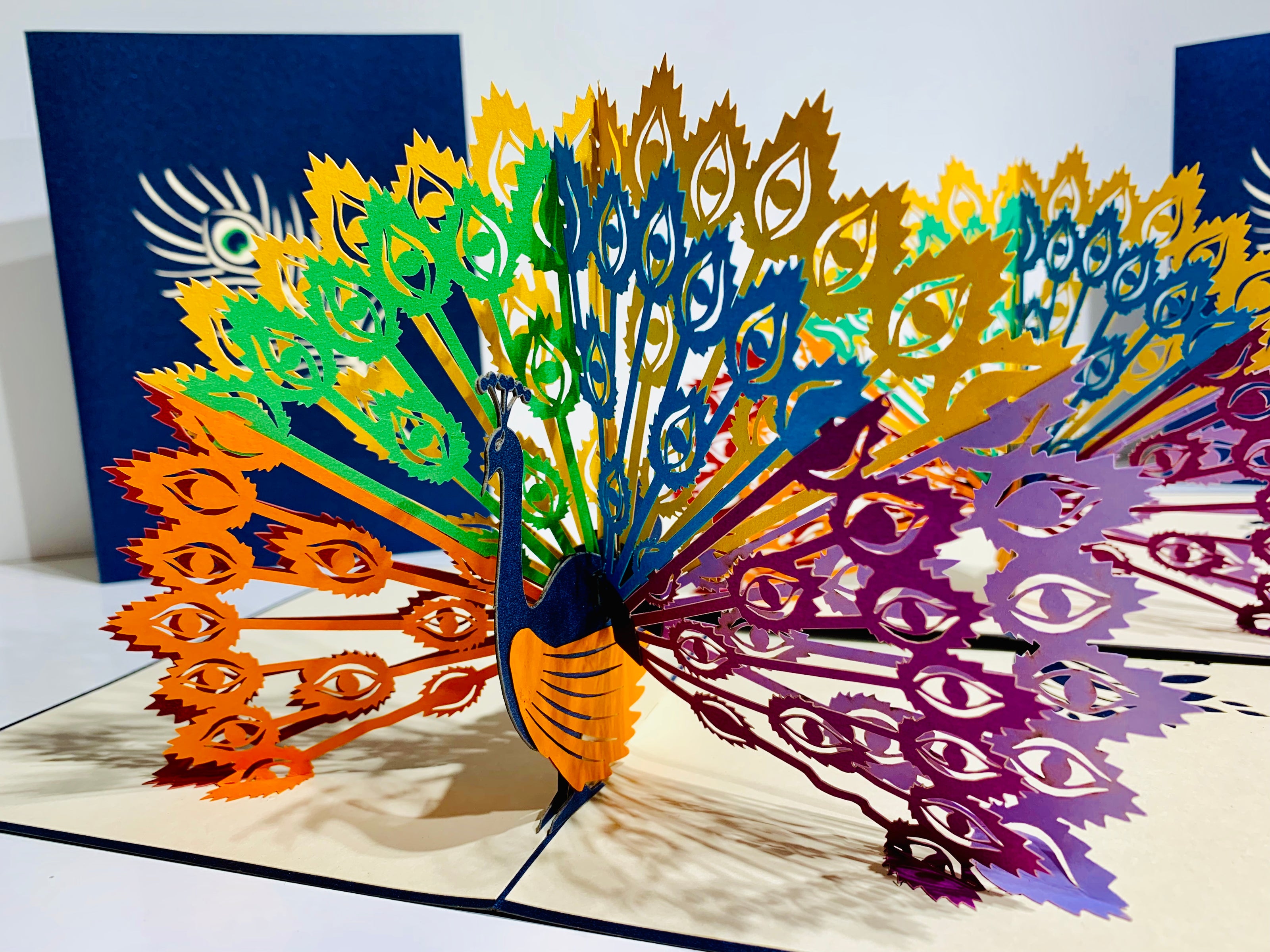 Metallic Rainbow Peacock Origami Pop Cards 3D Pop Up Greeting Card Happy Birthday Thank You Handmade Best Wishes Blank Card for Any Occasion Happy Mother's Day Happy Father's Day Celebrate the Beauty Of Nature