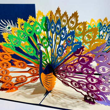 Metallic Rainbow Peacock Origami Pop Cards 3D Pop Up Greeting Card Happy Birthday Thank You Handmade Best Wishes Blank Card for Any Occasion Happy Mother's Day Happy Father's Day Celebrate the Beauty Of Nature