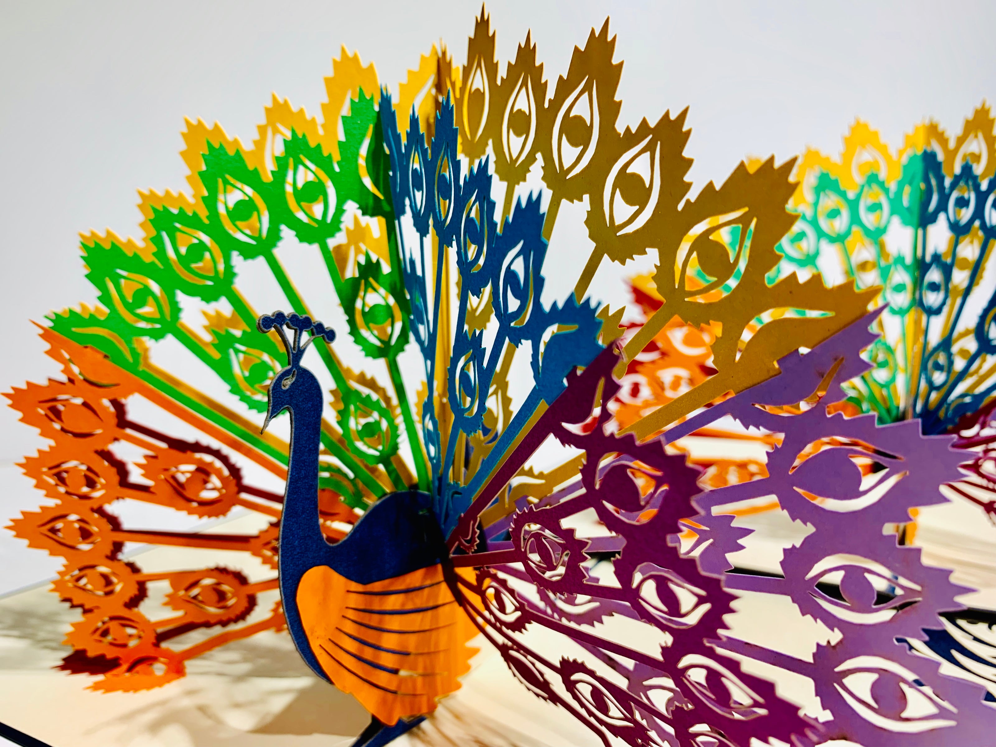 Metallic Rainbow Peacock Origami Pop Cards 3D Pop Up Greeting Card Happy Birthday Thank You Handmade Best Wishes Blank Card for Any Occasion Happy Mother's Day Happy Father's Day Celebrate the Beauty Of Nature