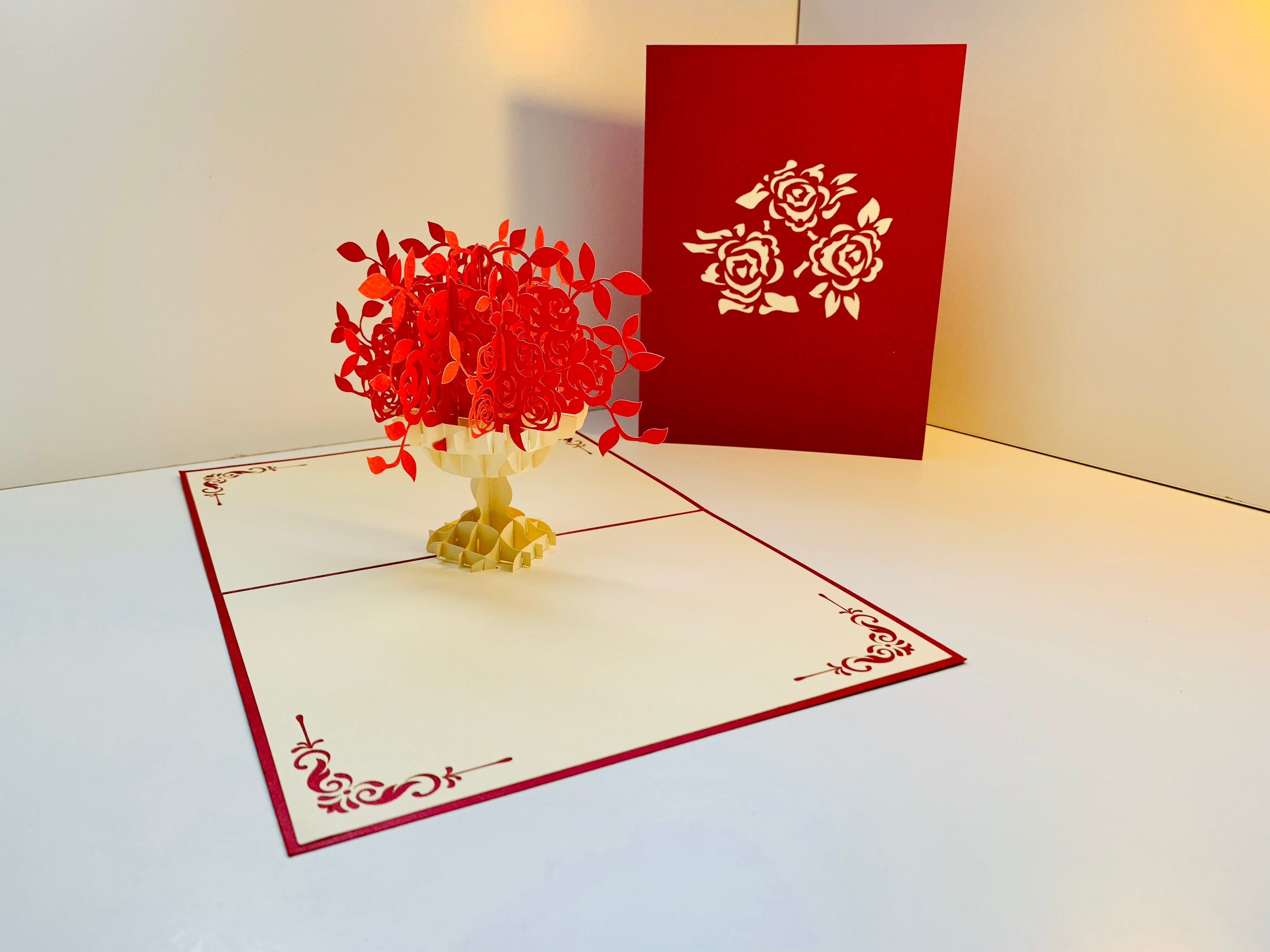 Red Rose Bouquet Flower Origami Pop Cards 3D Pop Up Greeting Card Happy Birthday Thank You Handmade Gift Thinking of You Blank Card for Any Occasion Happy Mother's Day Happy Father's Australiana Celebrate Romantic and Joyful Moments