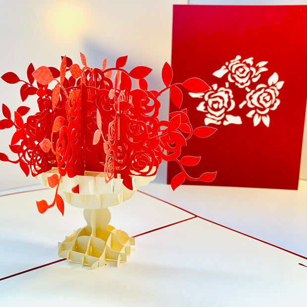 Red Rose Bouquet Flower Origami Pop Cards 3D Pop Up Greeting Card Happy Birthday Thank You Handmade Gift Thinking of You Blank Card for Any Occasion Happy Mother's Day Happy Father's Australiana Celebrate Romantic and Joyful Moments