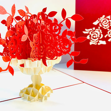 Red Rose Bouquet Flower Origami Pop Cards 3D Pop Up Greeting Card Happy Birthday Thank You Handmade Gift Thinking of You Blank Card for Any Occasion Happy Mother's Day Happy Father's Australiana Celebrate Romantic and Joyful Moments
