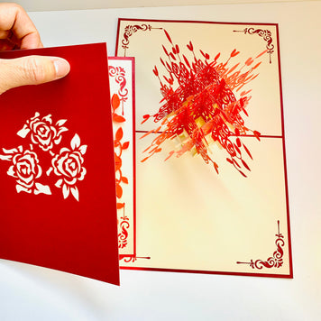 Red Rose Bouquet Flower Origami Pop Cards 3D Pop Up Greeting Card Happy Birthday Thank You Handmade Gift Thinking of You Blank Card for Any Occasion Happy Mother's Day Happy Father's Australiana Celebrate Romantic and Joyful Moments