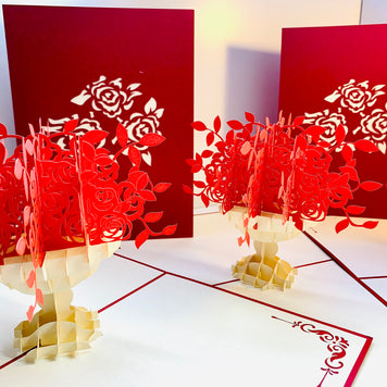 Red Rose Bouquet Flower Origami Pop Cards 3D Pop Up Greeting Card Happy Birthday Thank You Handmade Gift Thinking of You Blank Card for Any Occasion Happy Mother's Day Happy Father's Australiana Celebrate Romantic and Joyful Moments