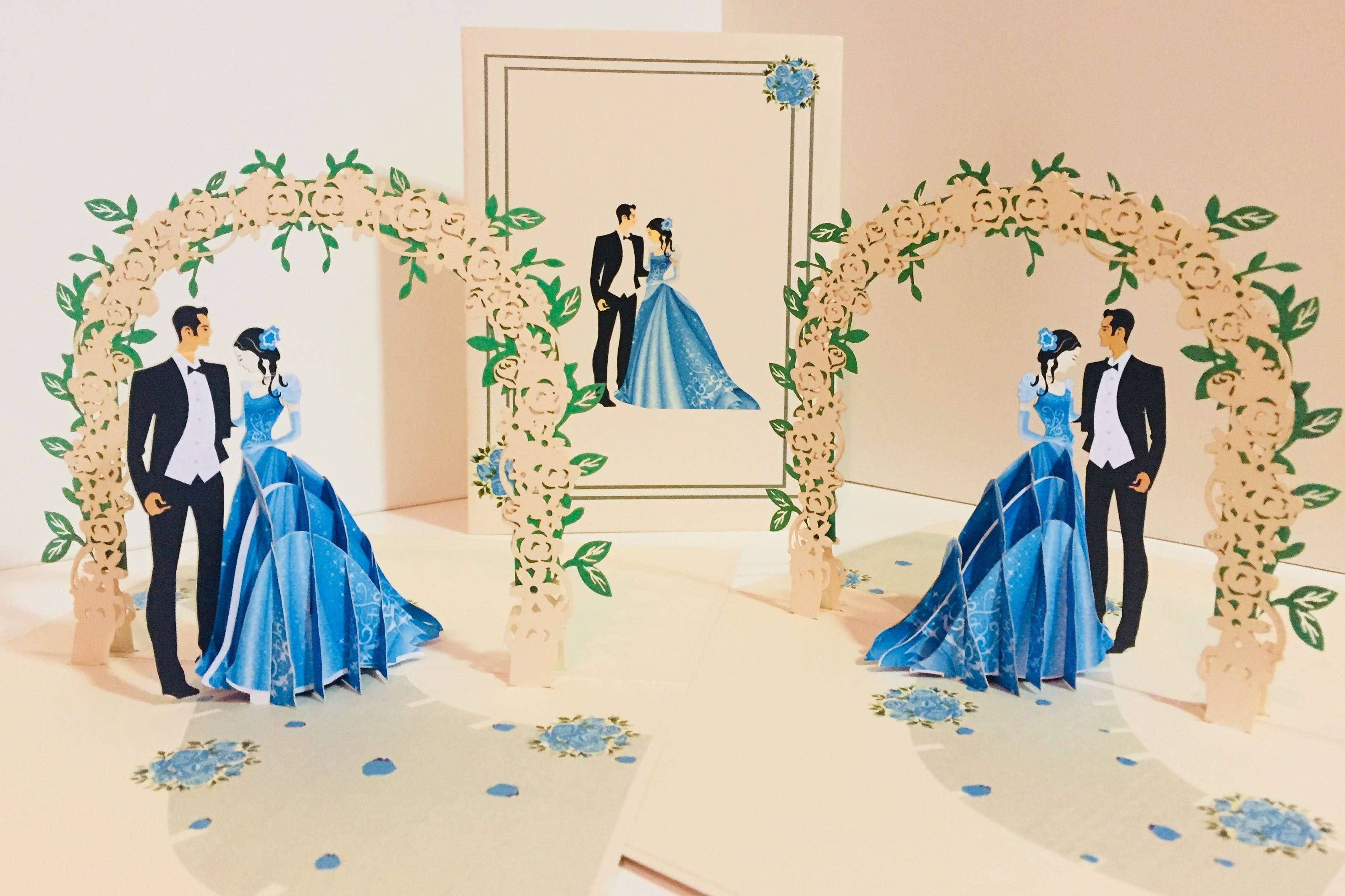 Metallic Sapphire Wedding Classic 3D POP UP GREETING CARD - Created by Origami Pop Cards – 3D Pop Up Greeting Cards, Australian Design & Handmade, 3D Pop Up Magical Paper Cards, Handmade Pop Up Cards Celebrate Love Anniversary Heart Fell and Romantic