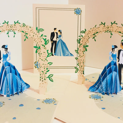 Metallic Sapphire Wedding Classic 3D POP UP GREETING CARD - Created by Origami Pop Cards – 3D Pop Up Greeting Cards, Australian Design & Handmade, 3D Pop Up Magical Paper Cards, Handmade Pop Up Cards Celebrate Love Anniversary Heart Fell and Romantic