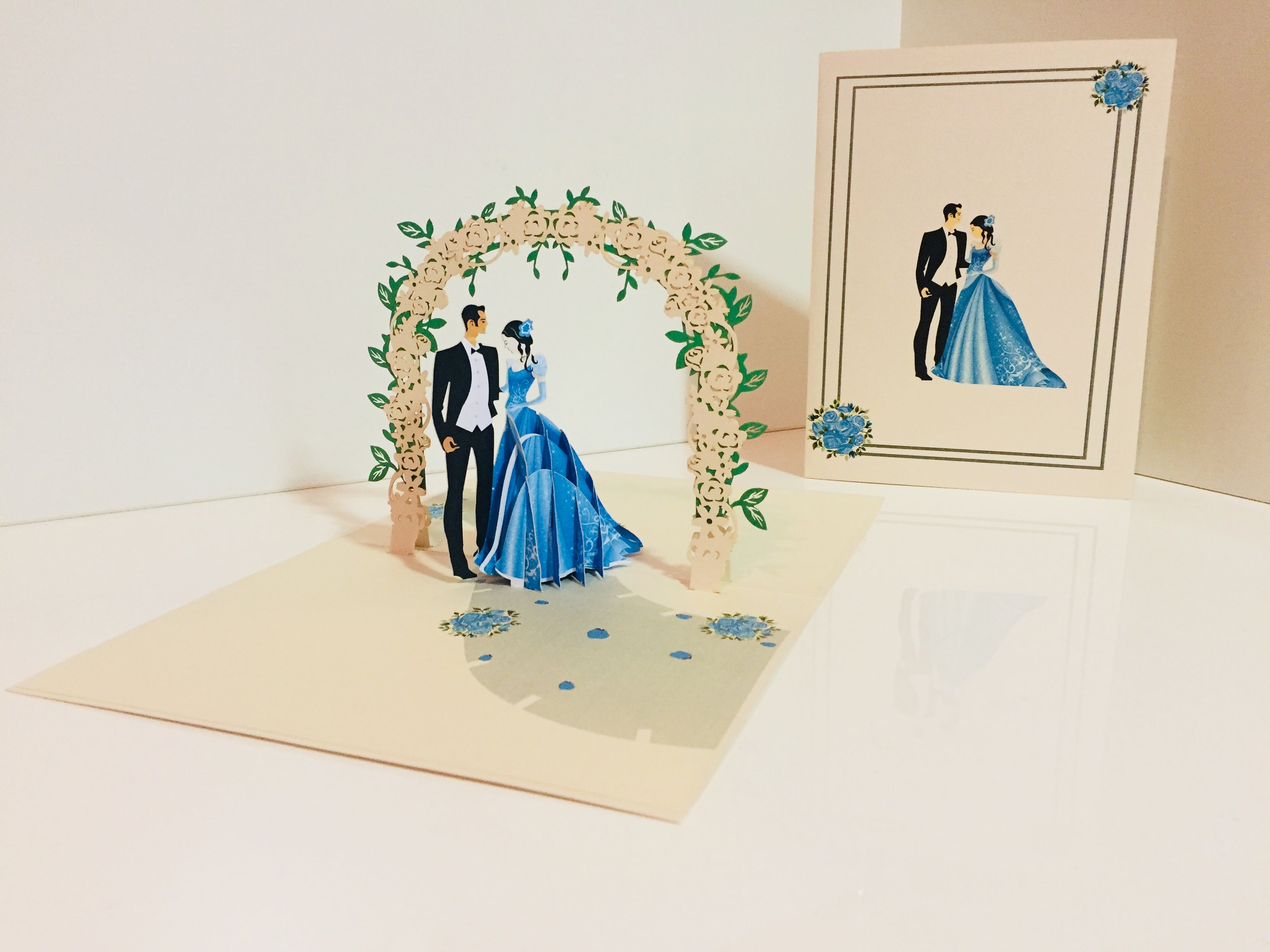 Metallic Sapphire Wedding Classic 3D POP UP GREETING CARD - Created by Origami Pop Cards – 3D Pop Up Greeting Cards, Australian Design & Handmade, 3D Pop Up Magical Paper Cards, Handmade Pop Up Cards Celebrate Love Anniversary Heart Fell and Romantic