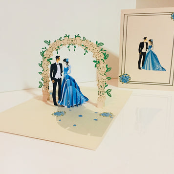 Metallic Sapphire Wedding Classic 3D POP UP GREETING CARD - Created by Origami Pop Cards – 3D Pop Up Greeting Cards, Australian Design & Handmade, 3D Pop Up Magical Paper Cards, Handmade Pop Up Cards Celebrate Love Anniversary Heart Fell and Romantic