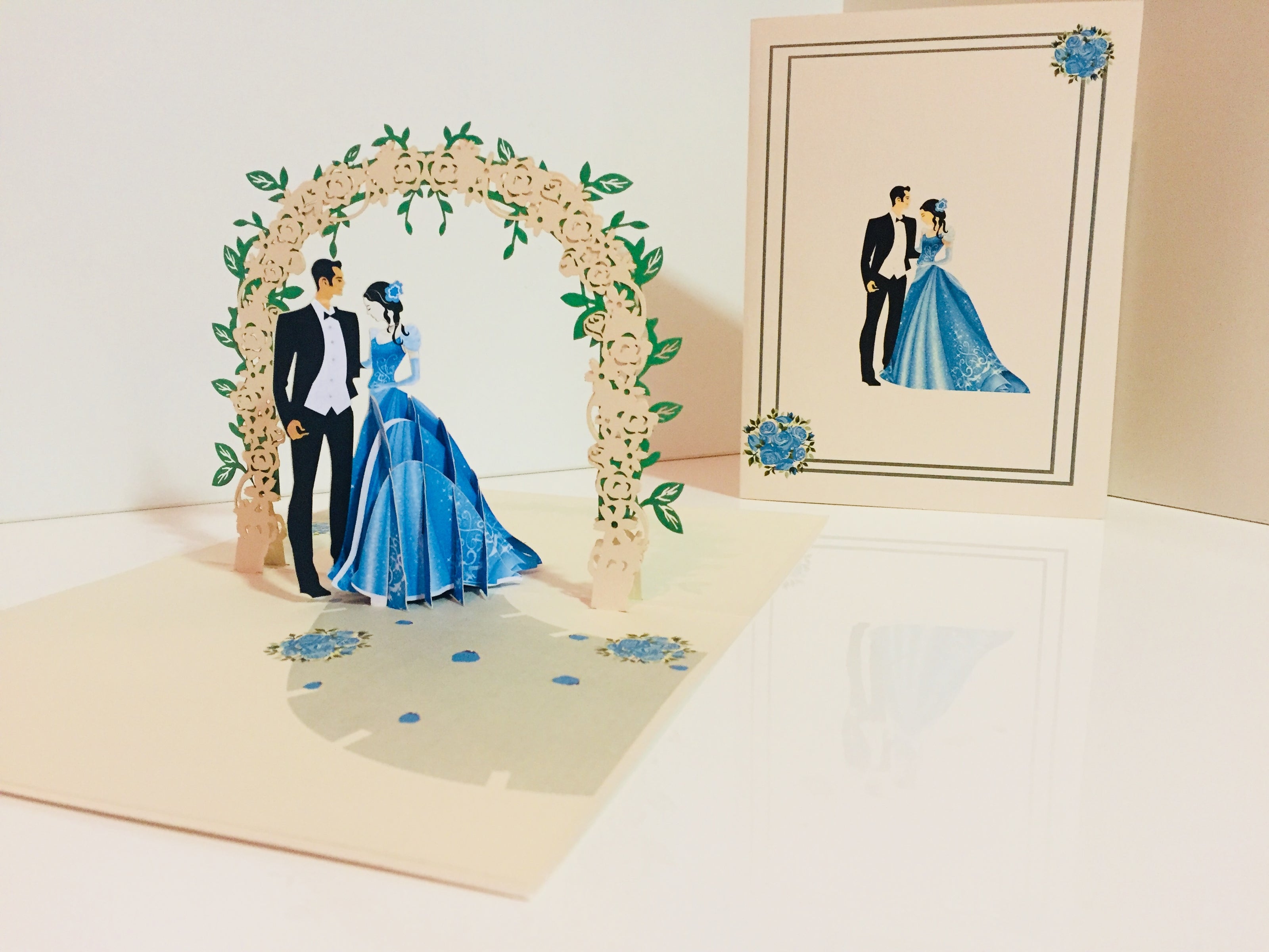 Metallic Sapphire Wedding Classic 3D POP UP GREETING CARD - Created by Origami Pop Cards – 3D Pop Up Greeting Cards, Australian Design & Handmade, 3D Pop Up Magical Paper Cards, Handmade Pop Up Cards Celebrate Love Anniversary Heart Fell and Romantic