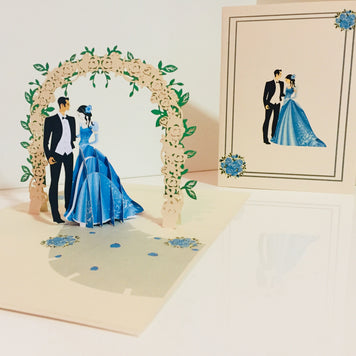 Metallic Sapphire Wedding Classic 3D POP UP GREETING CARD - Created by Origami Pop Cards – 3D Pop Up Greeting Cards, Australian Design & Handmade, 3D Pop Up Magical Paper Cards, Handmade Pop Up Cards Celebrate Love Anniversary Heart Fell and Romantic