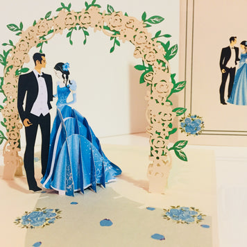 Metallic Sapphire Wedding Classic 3D POP UP GREETING CARD - Created by Origami Pop Cards – 3D Pop Up Greeting Cards, Australian Design & Handmade, 3D Pop Up Magical Paper Cards, Handmade Pop Up Cards Celebrate Love Anniversary Heart Fell and Romantic