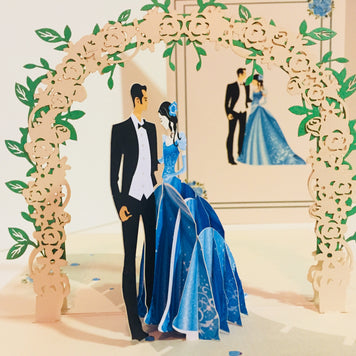 Metallic Sapphire Wedding Classic 3D POP UP GREETING CARD - Created by Origami Pop Cards – 3D Pop Up Greeting Cards, Australian Design & Handmade, 3D Pop Up Magical Paper Cards, Handmade Pop Up Cards Celebrate Love Anniversary Heart Fell and Romantic