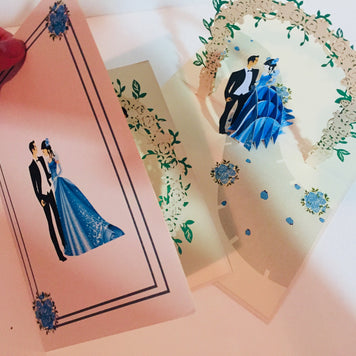Metallic Sapphire Wedding Classic 3D POP UP GREETING CARD - Created by Origami Pop Cards – 3D Pop Up Greeting Cards, Australian Design & Handmade, 3D Pop Up Magical Paper Cards, Handmade Pop Up Cards Celebrate Love Anniversary Heart Fell and Romantic