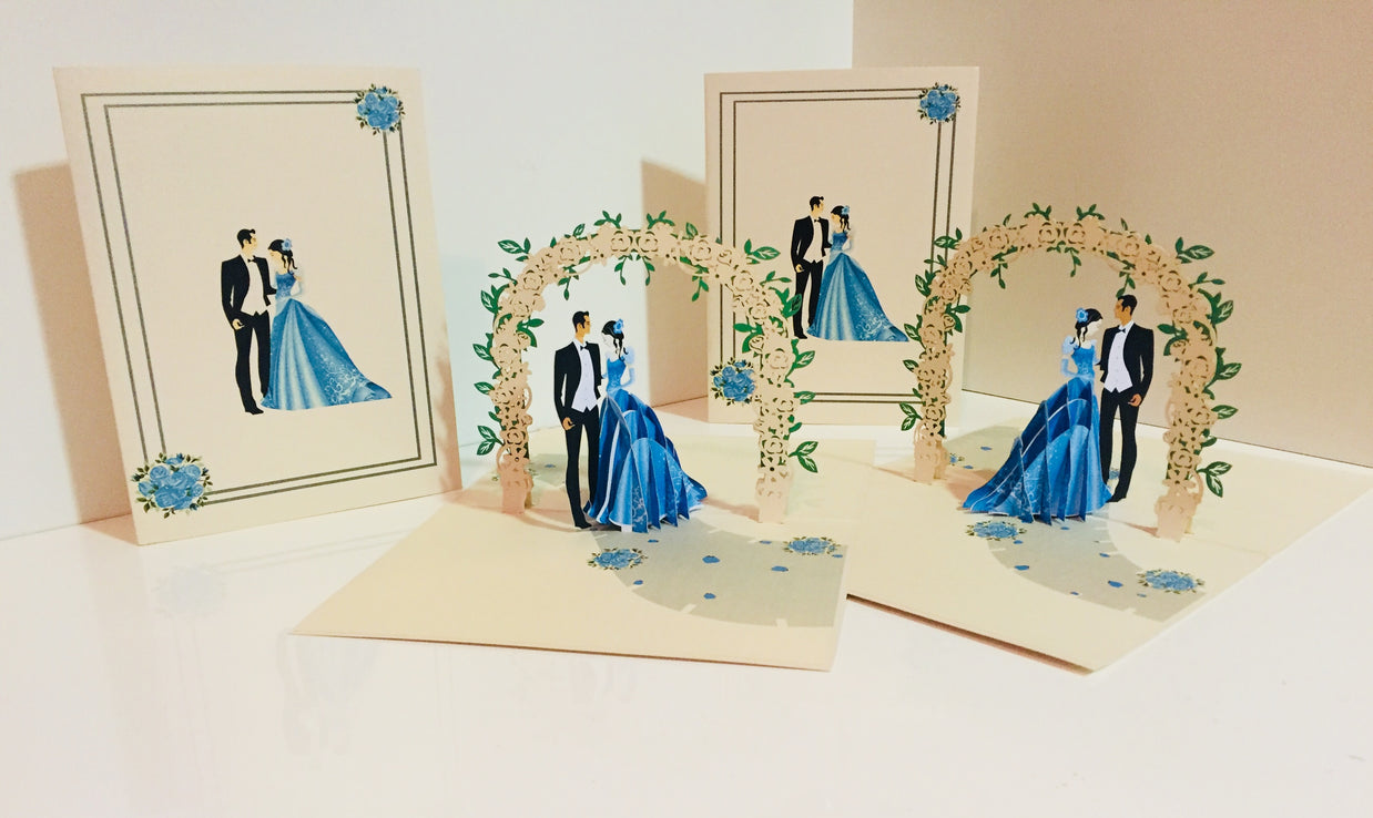 Metallic Sapphire Wedding Classic 3D POP UP GREETING CARD - Created by Origami Pop Cards – 3D Pop Up Greeting Cards, Australian Design & Handmade, 3D Pop Up Magical Paper Cards, Handmade Pop Up Cards Celebrate Love Anniversary Heart Fell and Romantic