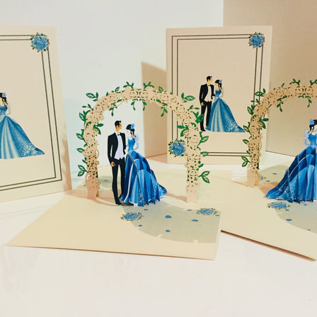 Metallic Sapphire Wedding Classic 3D POP UP GREETING CARD - Created by Origami Pop Cards – 3D Pop Up Greeting Cards, Australian Design & Handmade, 3D Pop Up Magical Paper Cards, Handmade Pop Up Cards Celebrate Love Anniversary Heart Fell and Romantic