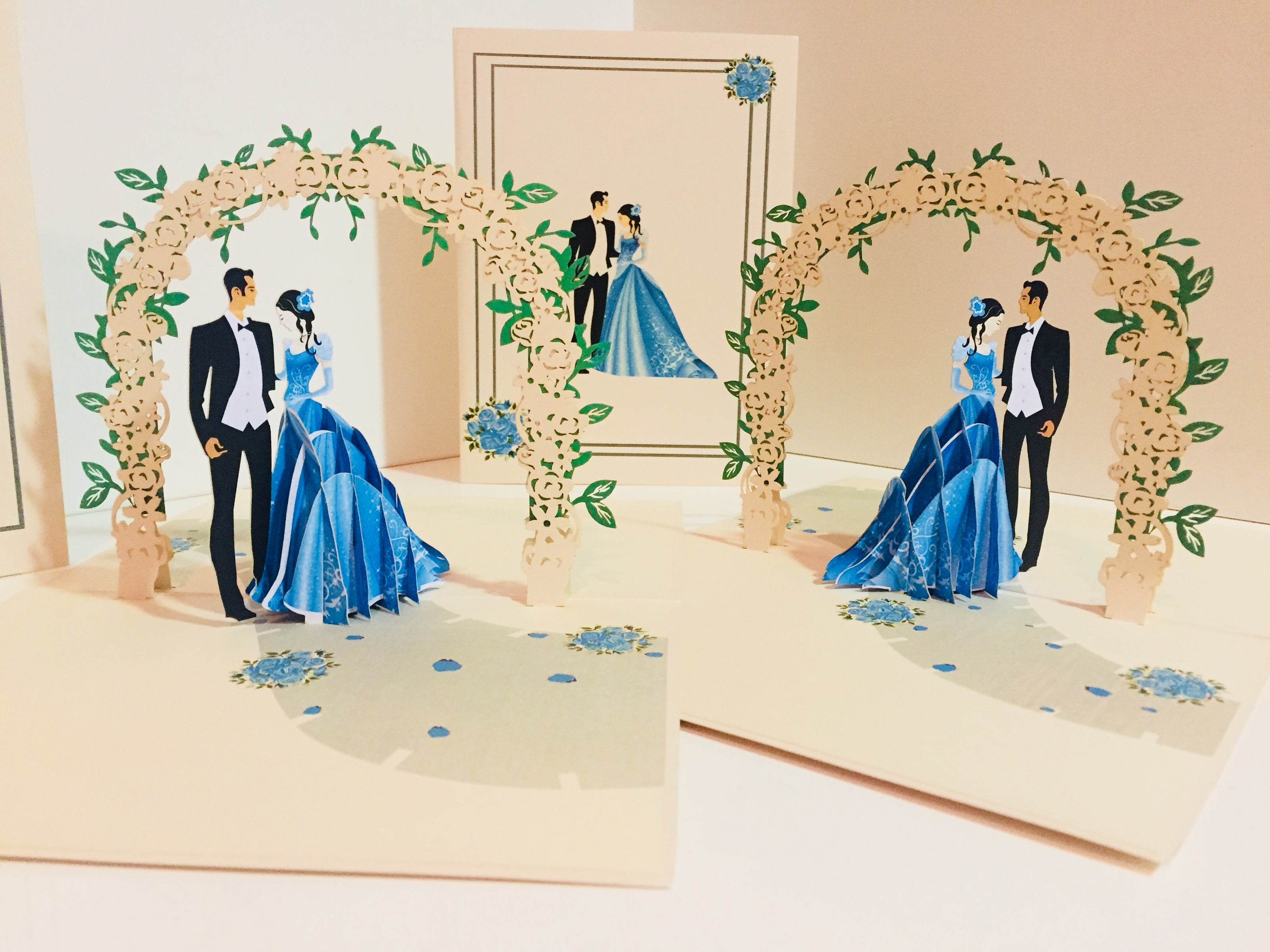 Metallic Sapphire Wedding Classic 3D POP UP GREETING CARD - Created by Origami Pop Cards – 3D Pop Up Greeting Cards, Australian Design & Handmade, 3D Pop Up Magical Paper Cards, Handmade Pop Up Cards Celebrate Love Anniversary Heart Fell and Romantic
