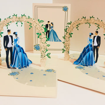 Metallic Sapphire Wedding Classic 3D POP UP GREETING CARD - Created by Origami Pop Cards – 3D Pop Up Greeting Cards, Australian Design & Handmade, 3D Pop Up Magical Paper Cards, Handmade Pop Up Cards Celebrate Love Anniversary Heart Fell and Romantic
