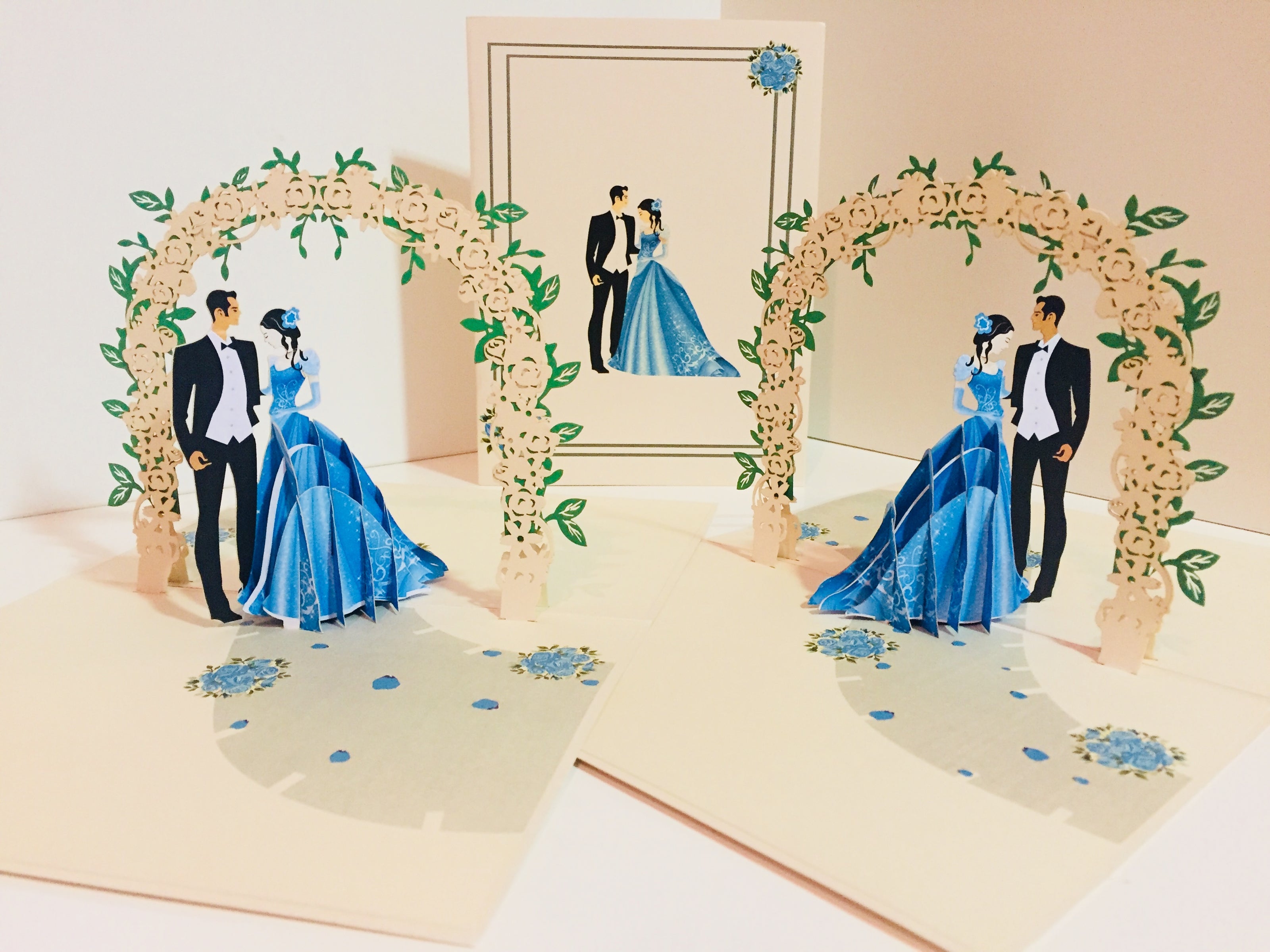 Metallic Sapphire Wedding Classic 3D POP UP GREETING CARD - Created by Origami Pop Cards – 3D Pop Up Greeting Cards, Australian Design & Handmade, 3D Pop Up Magical Paper Cards, Handmade Pop Up Cards Celebrate Love Anniversary Heart Fell and Romantic