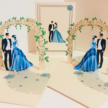 Metallic Sapphire Wedding Classic 3D POP UP GREETING CARD - Created by Origami Pop Cards – 3D Pop Up Greeting Cards, Australian Design & Handmade, 3D Pop Up Magical Paper Cards, Handmade Pop Up Cards Celebrate Love Anniversary Heart Fell and Romantic