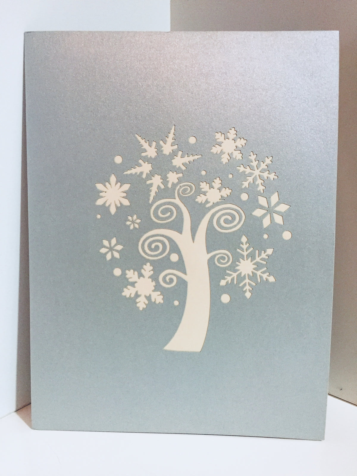 Metallic Stunning Snowflake Tree in White & Silver Grey Origami Pop Cards 3D Pop Up Greeting Card Merry Christmas Thank You Handmade Best Wishes Blank Card Gift Happy Holidays Celebrate the Special Day