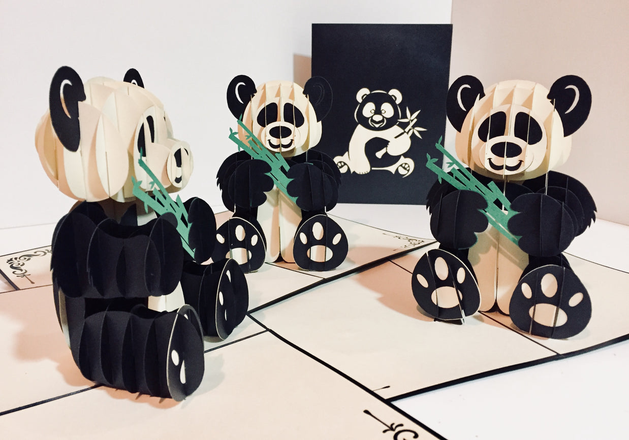 Metallic Super Cute Panda Bear Origami Pop Cards 3D Pop Up Greeting Card Thank You Handmade Gift Thinking of You Happy Birthday Occasion Australiana Celebrate the Beauty and Happiness During Special Day Best Wishes Gift