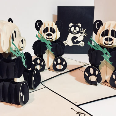 Metallic Super Cute Panda Bear Origami Pop Cards 3D Pop Up Greeting Card Thank You Handmade Gift Thinking of You Happy Birthday Occasion Australiana Celebrate the Beauty and Happiness During Special Day Best Wishes Gift