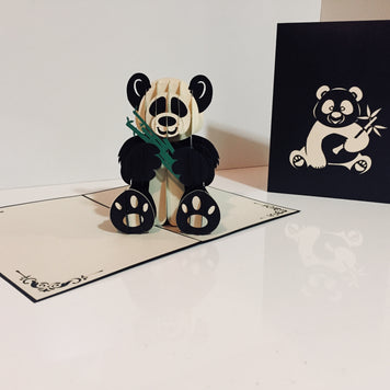 Metallic Super Cute Panda Bear Origami Pop Cards 3D Pop Up Greeting Card Thank You Handmade Gift Thinking of You Happy Birthday Occasion Australiana Celebrate the Beauty and Happiness During Special Day Best Wishes Gift