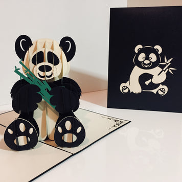 Metallic Super Cute Panda Bear Origami Pop Cards 3D Pop Up Greeting Card Thank You Handmade Gift Thinking of You Happy Birthday Occasion Australiana Celebrate the Beauty and Happiness During Special Day Best Wishes Gift