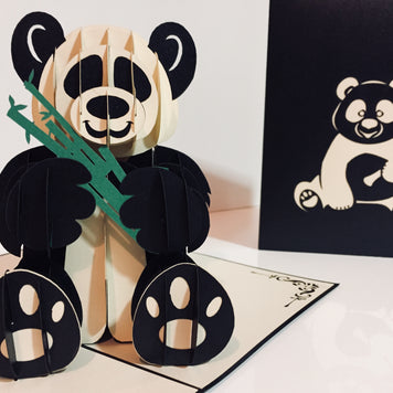 Metallic Super Cute Panda Bear Origami Pop Cards 3D Pop Up Greeting Card Thank You Handmade Gift Thinking of You Happy Birthday Occasion Australiana Celebrate the Beauty and Happiness During Special Day Best Wishes Gift