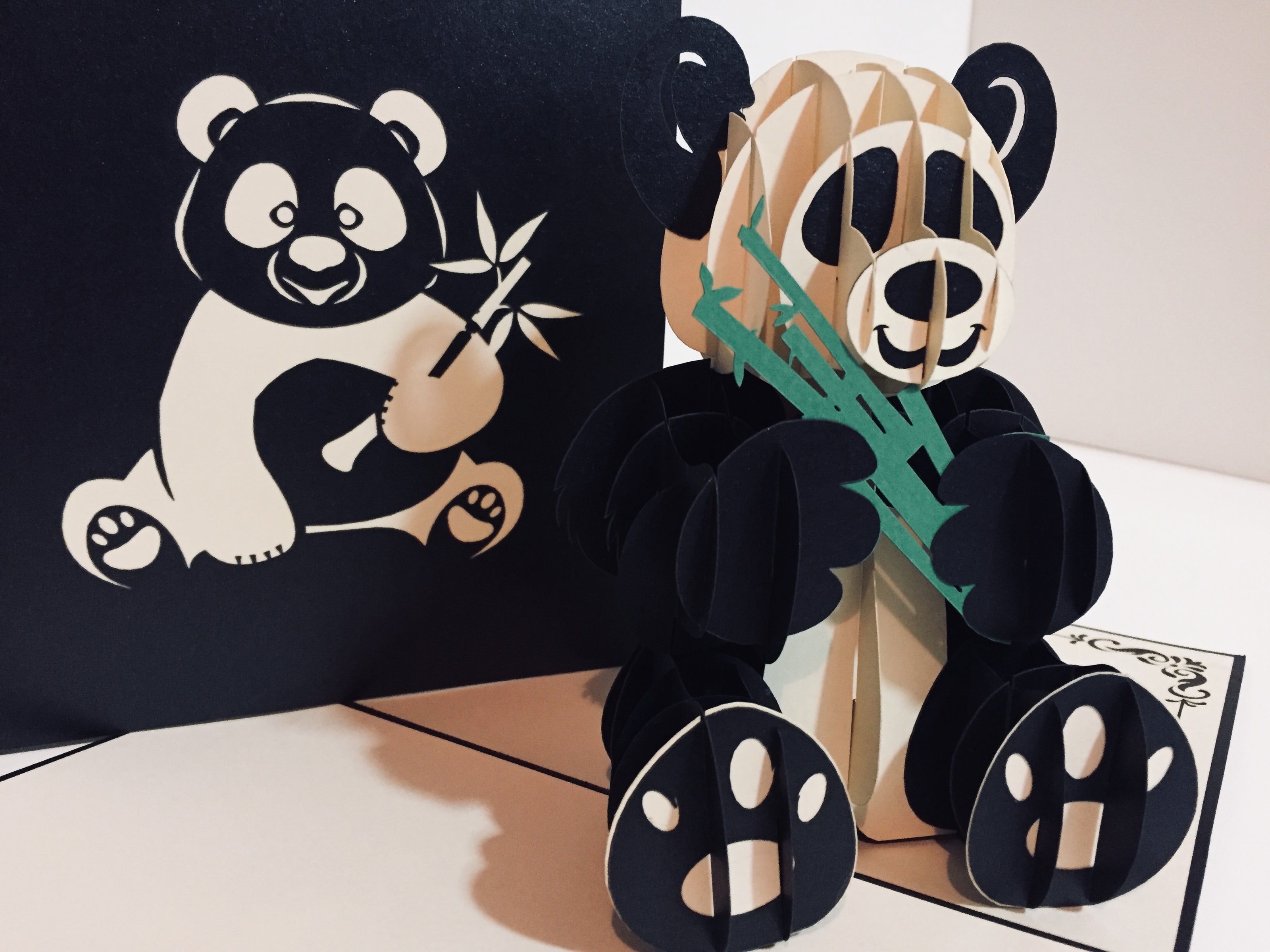 Metallic Super Cute Panda Bear Origami Pop Cards 3D Pop Up Greeting Card Thank You Handmade Gift Thinking of You Happy Birthday Occasion Australiana Celebrate the Beauty and Happiness During Special Day Best Wishes Gift