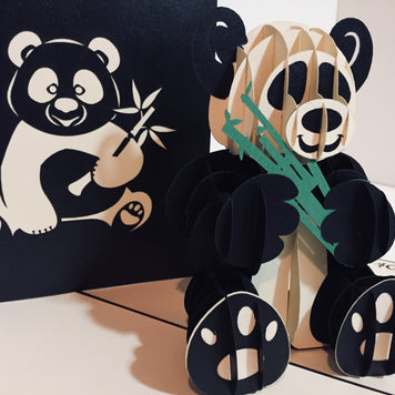 Metallic Super Cute Panda Bear Origami Pop Cards 3D Pop Up Greeting Card Thank You Handmade Gift Thinking of You Happy Birthday Occasion Australiana Celebrate the Beauty and Happiness During Special Day Best Wishes Gift