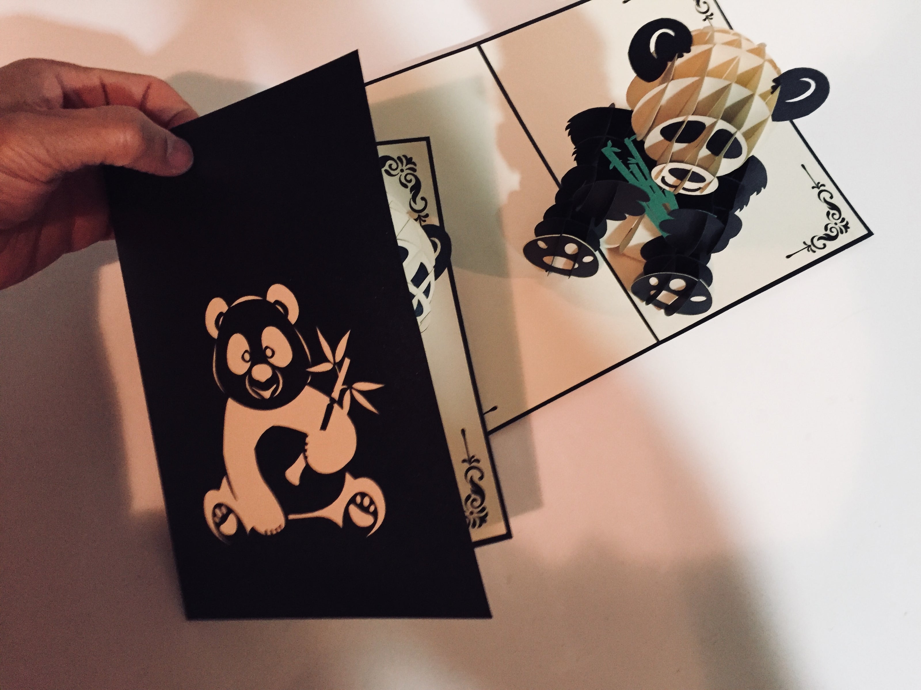Metallic Super Cute Panda Bear Origami Pop Cards 3D Pop Up Greeting Card Thank You Handmade Gift Thinking of You Happy Birthday Occasion Australiana Celebrate the Beauty and Happiness During Special Day Best Wishes Gift