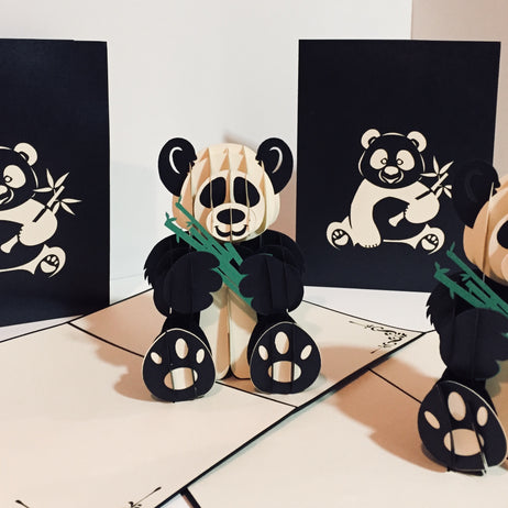 Metallic Super Cute Panda Bear Origami Pop Cards 3D Pop Up Greeting Card Thank You Handmade Gift Thinking of You Happy Birthday Occasion Australiana Celebrate the Beauty and Happiness During Special Day Best Wishes Gift