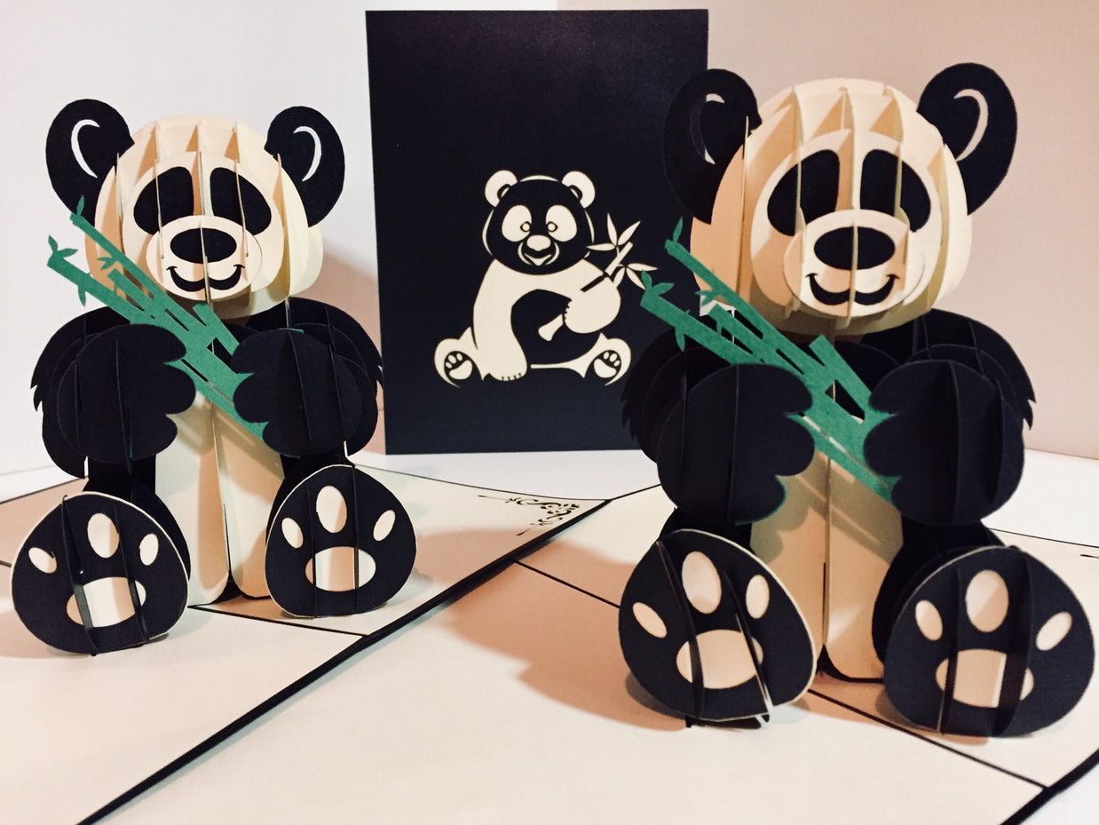 Metallic Super Cute Panda Bear Origami Pop Cards 3D Pop Up Greeting Card Thank You Handmade Gift Thinking of You Happy Birthday Occasion Australiana Celebrate the Beauty and Happiness During Special Day Best Wishes Gift
