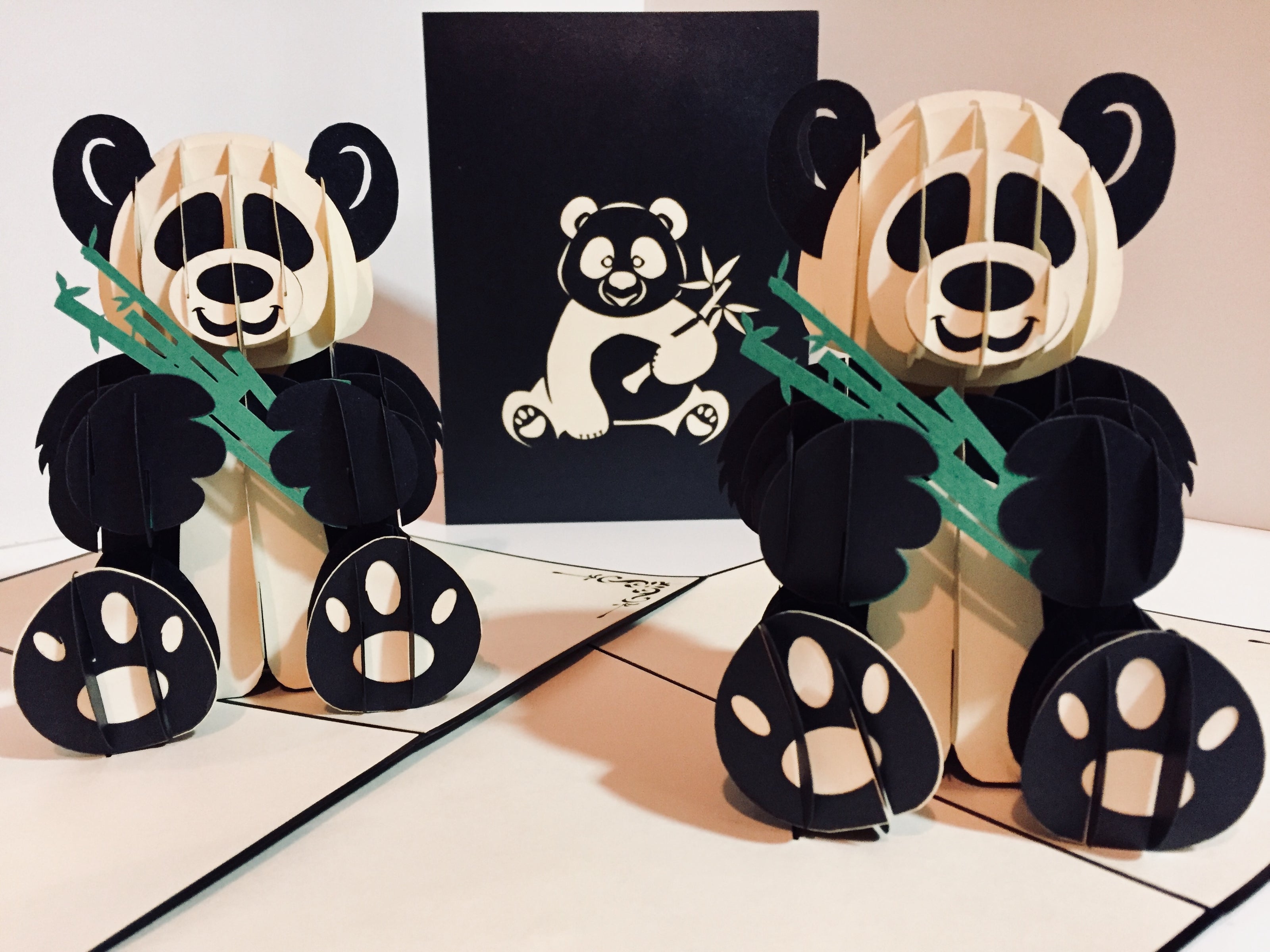 Metallic Super Cute Panda Bear Origami Pop Cards 3D Pop Up Greeting Card Thank You Handmade Gift Thinking of You Happy Birthday Occasion Australiana Celebrate the Beauty and Happiness During Special Day Best Wishes Gift